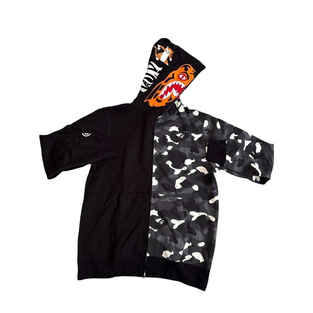 BAPE City Camo Split Tiger Full Zip Hoodie Black Glow In The Dark 2XL NWT